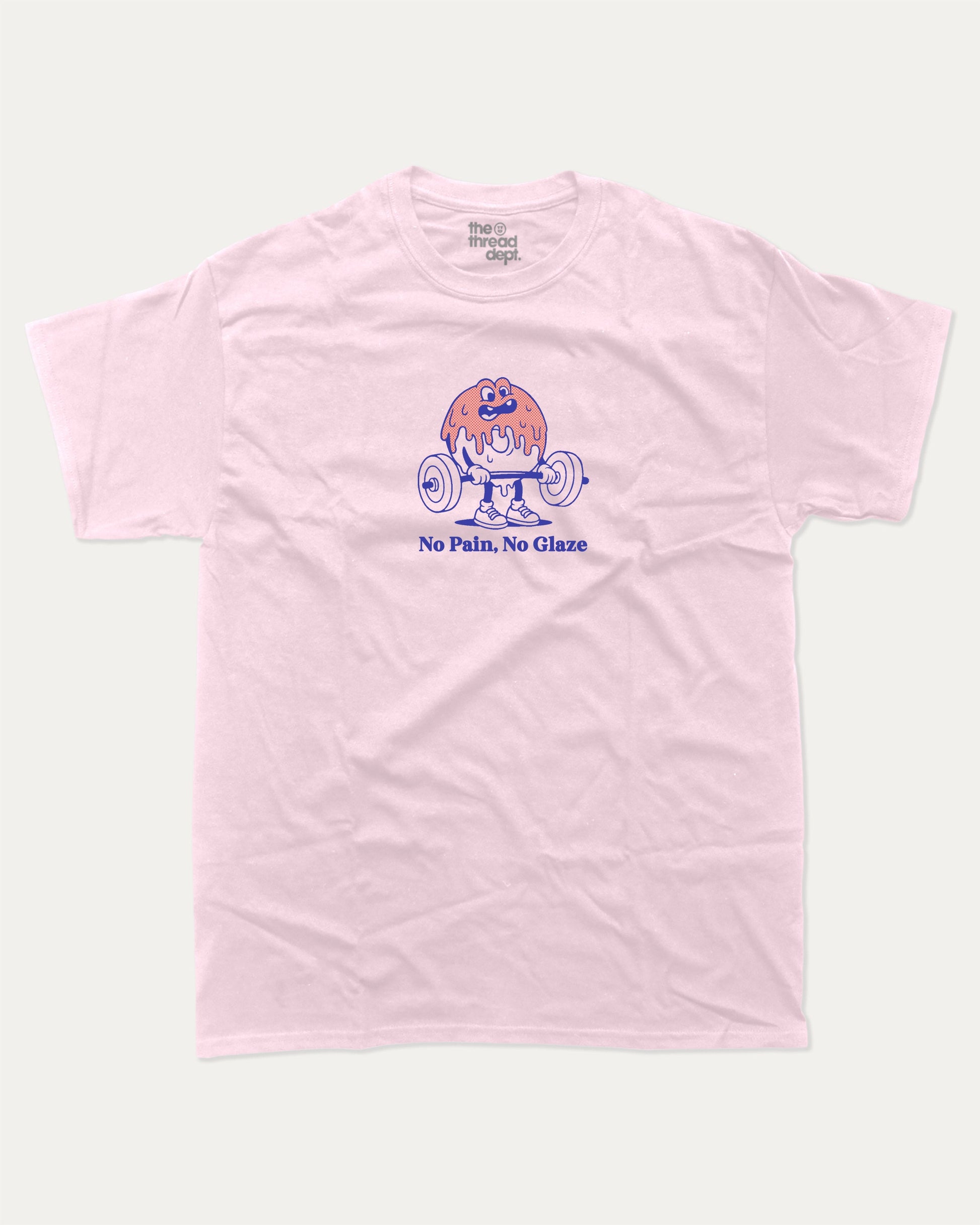 No Pain No Glaze graphic t-shirt, Funny Food T shirt, Food Graphic T shirt, Donut T shirt, Funny Food Tee, A must-have funny tee, trending meme shirt, unique gift idea. Pink.