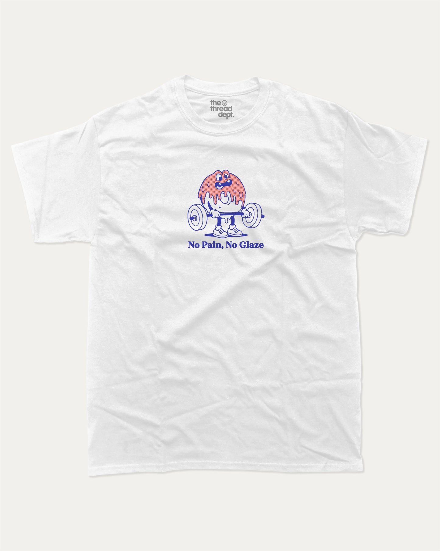 No Pain No Glaze graphic t-shirt, Funny Food T shirt, Food Graphic T shirt, Donut T shirt, Funny Food Tee, A must-have funny tee, trending meme shirt, unique gift idea. White.