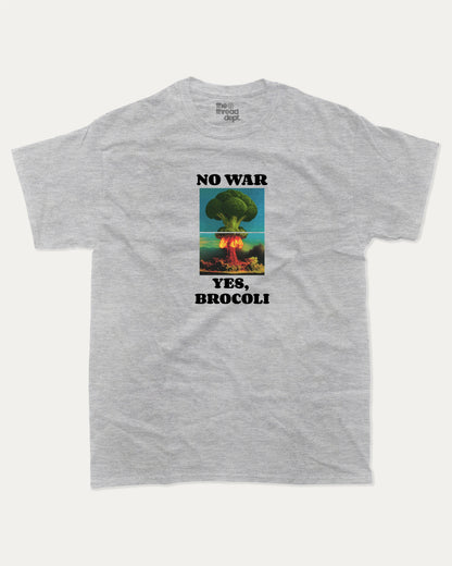 No War Yes Brocoli graphic t-shirt, Food Graphic T shirt, Funny Food T shirt, A must-have funny tee, trending meme shirt, unique gift idea. Heather Grey.