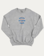 Official Ice Cream Taster graphic sweatshirt with bold and humorous print, warm and cozy graphic for everyday wear. Perfect for adults and gift-giving. Heather Grey pullover.