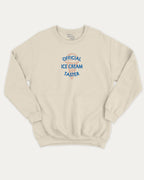Official Ice Cream Taster graphic sweatshirt with bold and humorous print, warm and cozy graphic for everyday wear. Perfect for adults and gift-giving. Natural pullover.