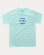 Official Ice Cream Taster graphic tee with bold and humorous print, funny and trendy graphic. Retro Inspired Graphic T shirt, Vintage Ice Cream Graphic T shirt,  Perfect for adults and gift-giving. Celadon shirt.
