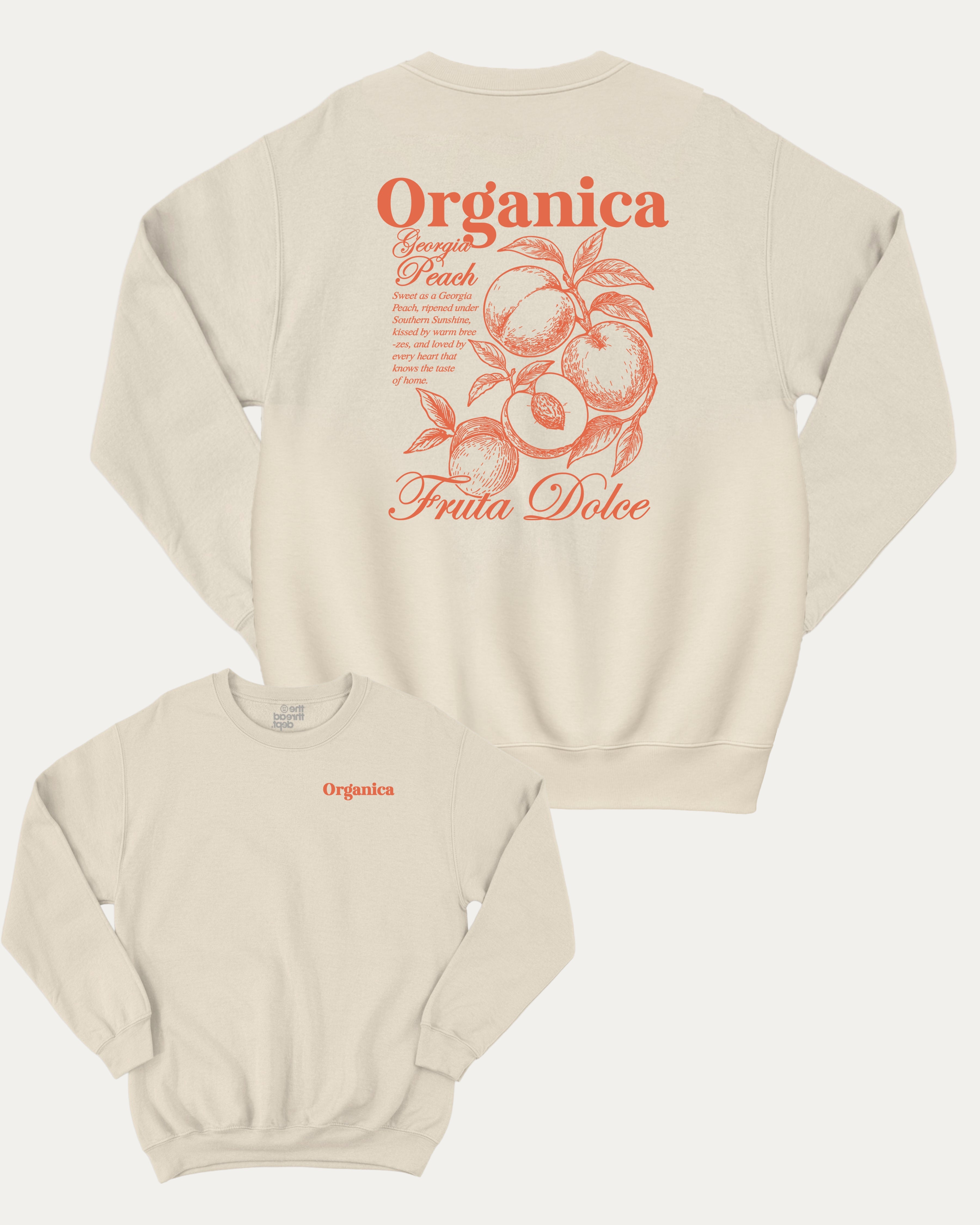Organica graphic sweatshirt with vintage orgarnic print, warm and cozy graphic for everyday wear. Perfect for adults and gift-giving. Natural pullover.