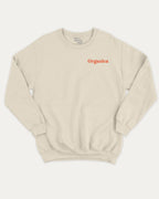 Organica graphic sweatshirt with vintage orgarnic print, warm and cozy graphic for everyday wear. Perfect for adults and gift-giving. Natural pullover.