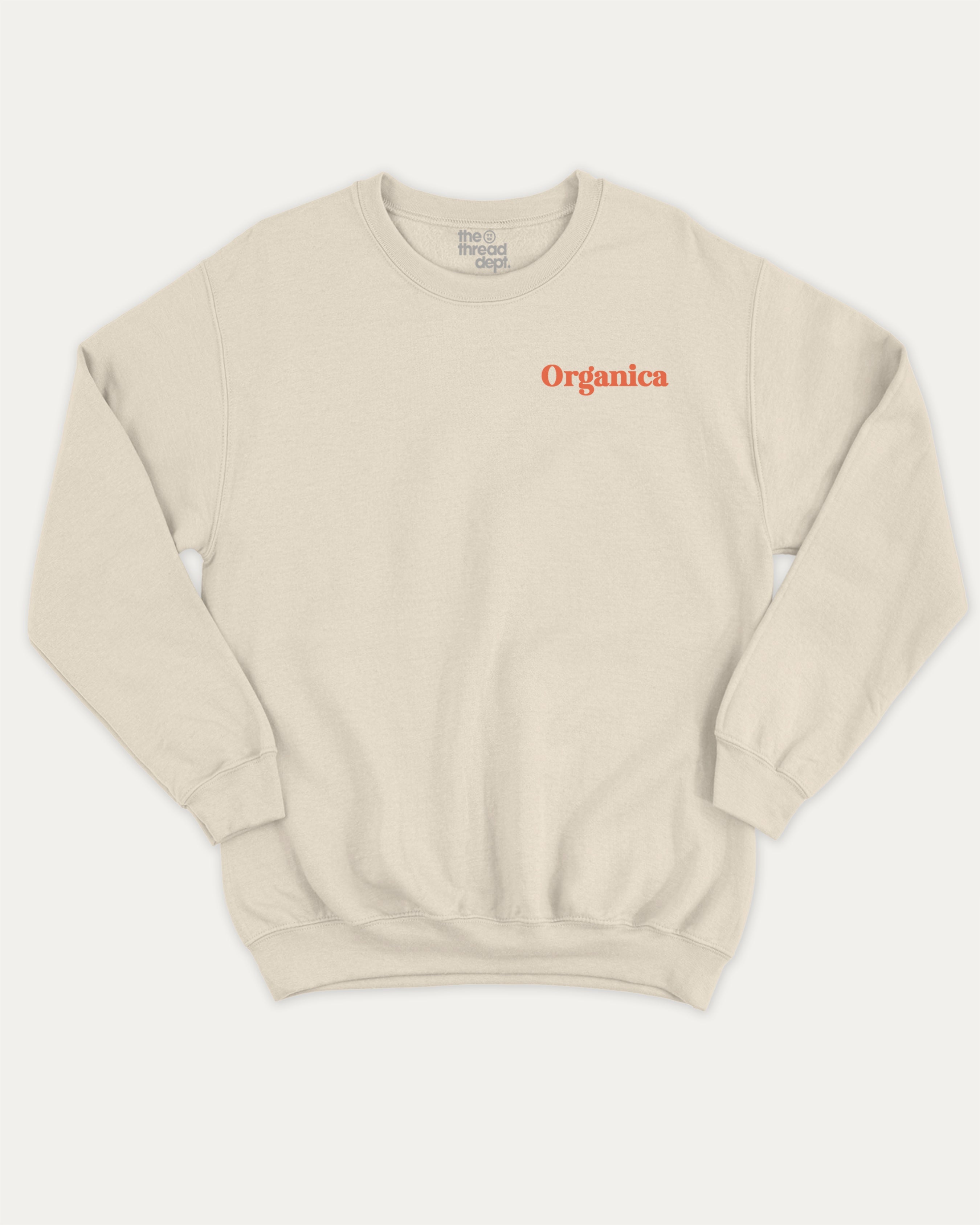 Organica graphic sweatshirt with vintage orgarnic print, warm and cozy graphic for everyday wear. Perfect for adults and gift-giving. Natural pullover.
