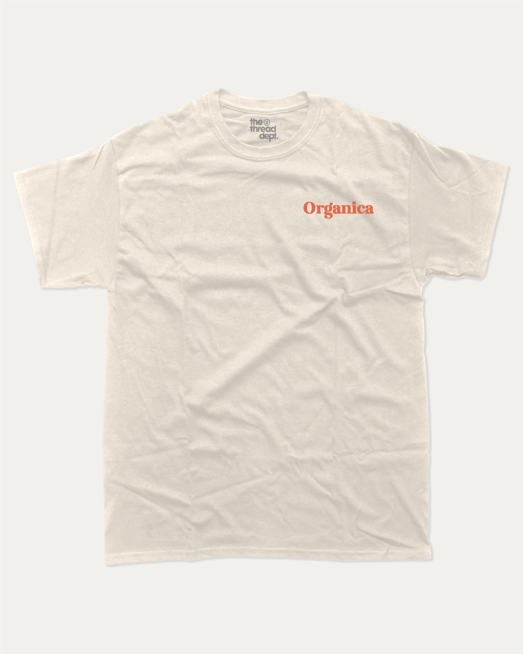 Organica graphic tee with orgarnic lover graphic, funny and trendy graphic. Perfect for adults and gift-giving. Cream shirt.