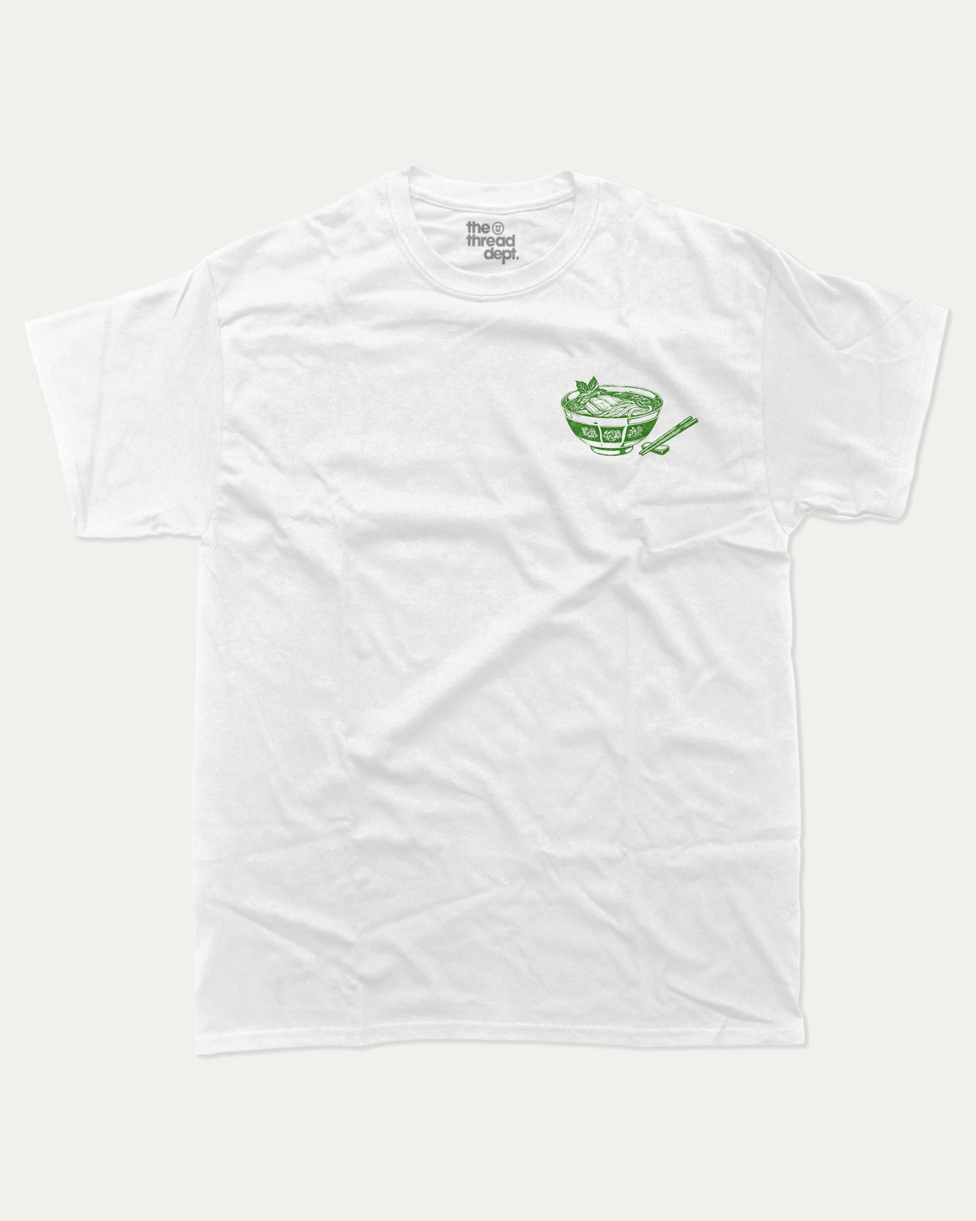 Pho Sure Hangover Club graphic tee with bold and humorous print, Perfect Gift for Pho Lover, Food Graphic T shirt,  funny and trendy graphic. Perfect for adults and gift-giving. White shirt.