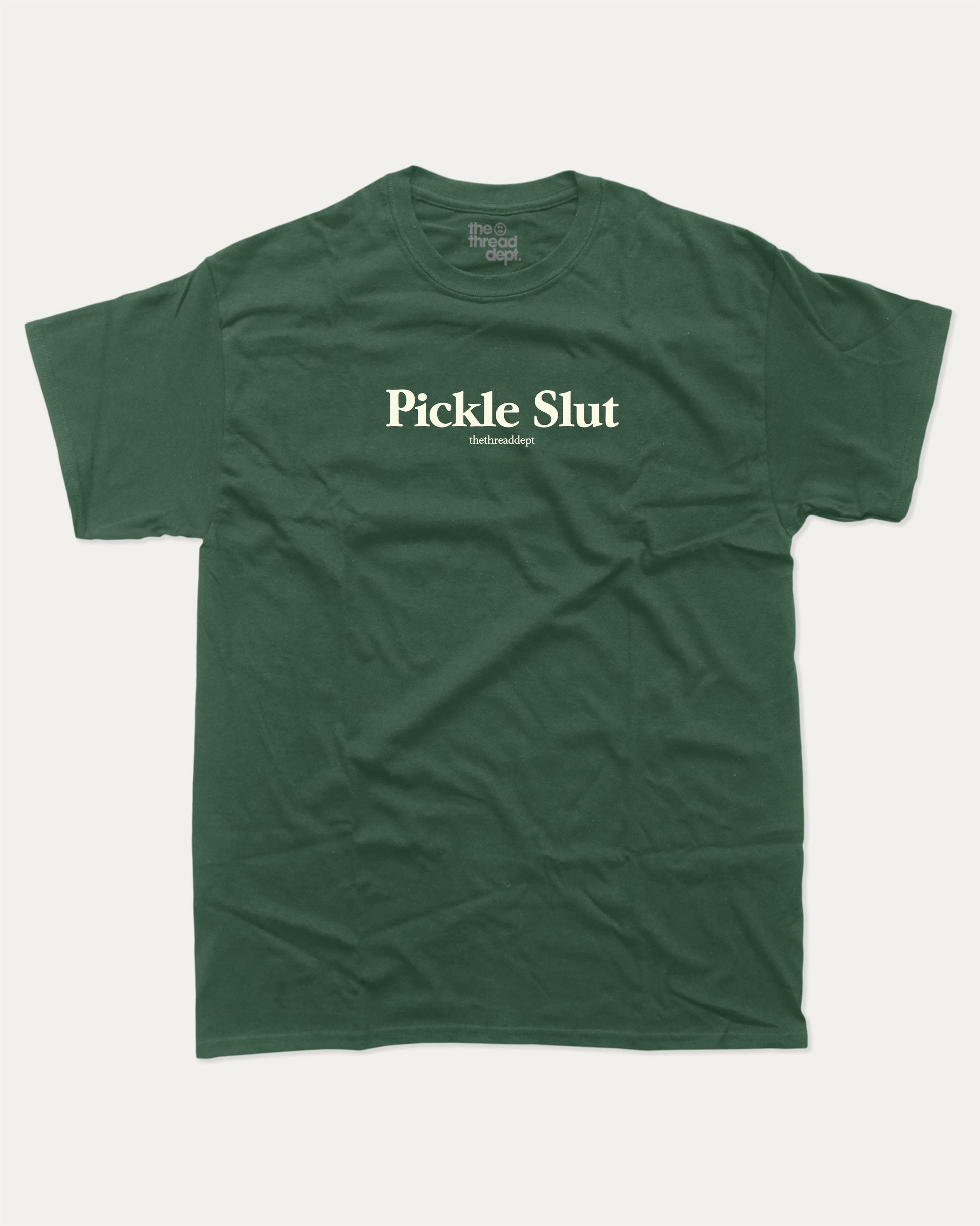 Pickle Slut graphic tee with bold and humorous print, funny and trendy graphic. Perfect Gift for Food Lover, Pickle Graphic T shirt, Craving Graphic T shirt, Snack Graphic T shirt,  Perfect for adults and gift-giving. Forest shirt.