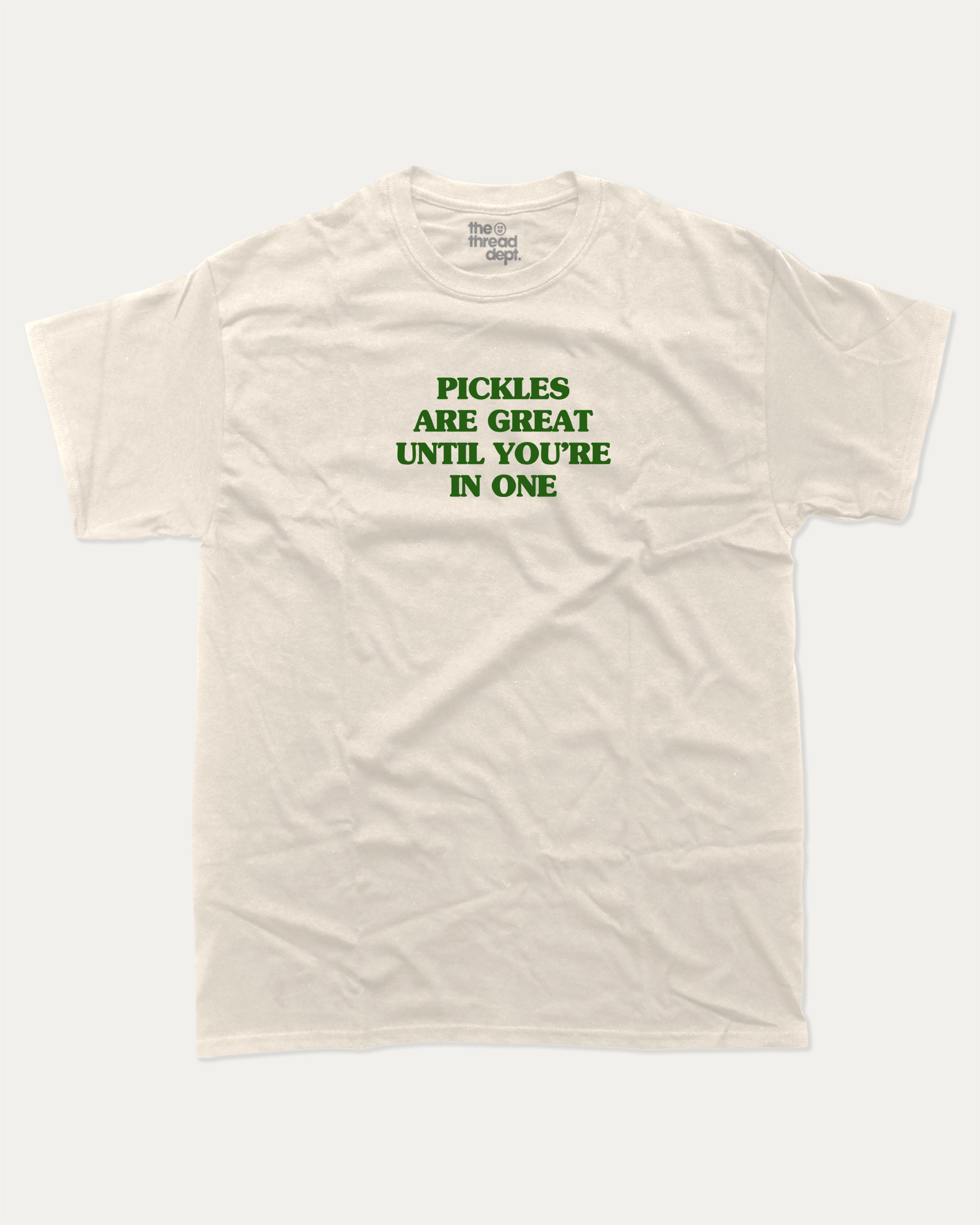 Pickles are great graphic tee with bold and humorous print, funny and trendy graphic. Perfect for adults and gift-giving. Cream shirt.
