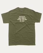 Pickles are great graphic tee with bold and humorous print, funny and trendy graphic. Perfect for adults and gift-giving. Military Green shirt.