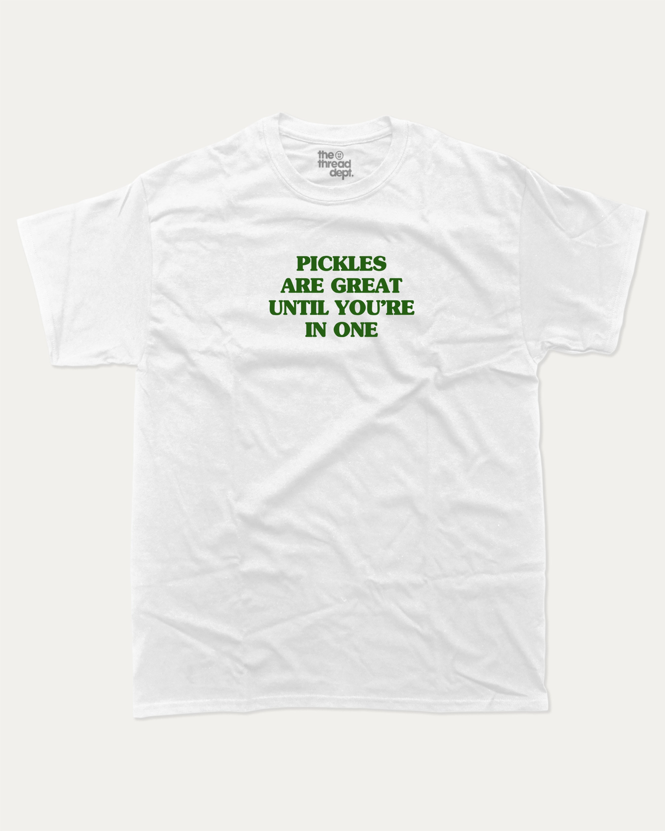 Pickles are great graphic tee with bold and humorous print, funny and trendy graphic. Perfect for adults and gift-giving. White shirt.