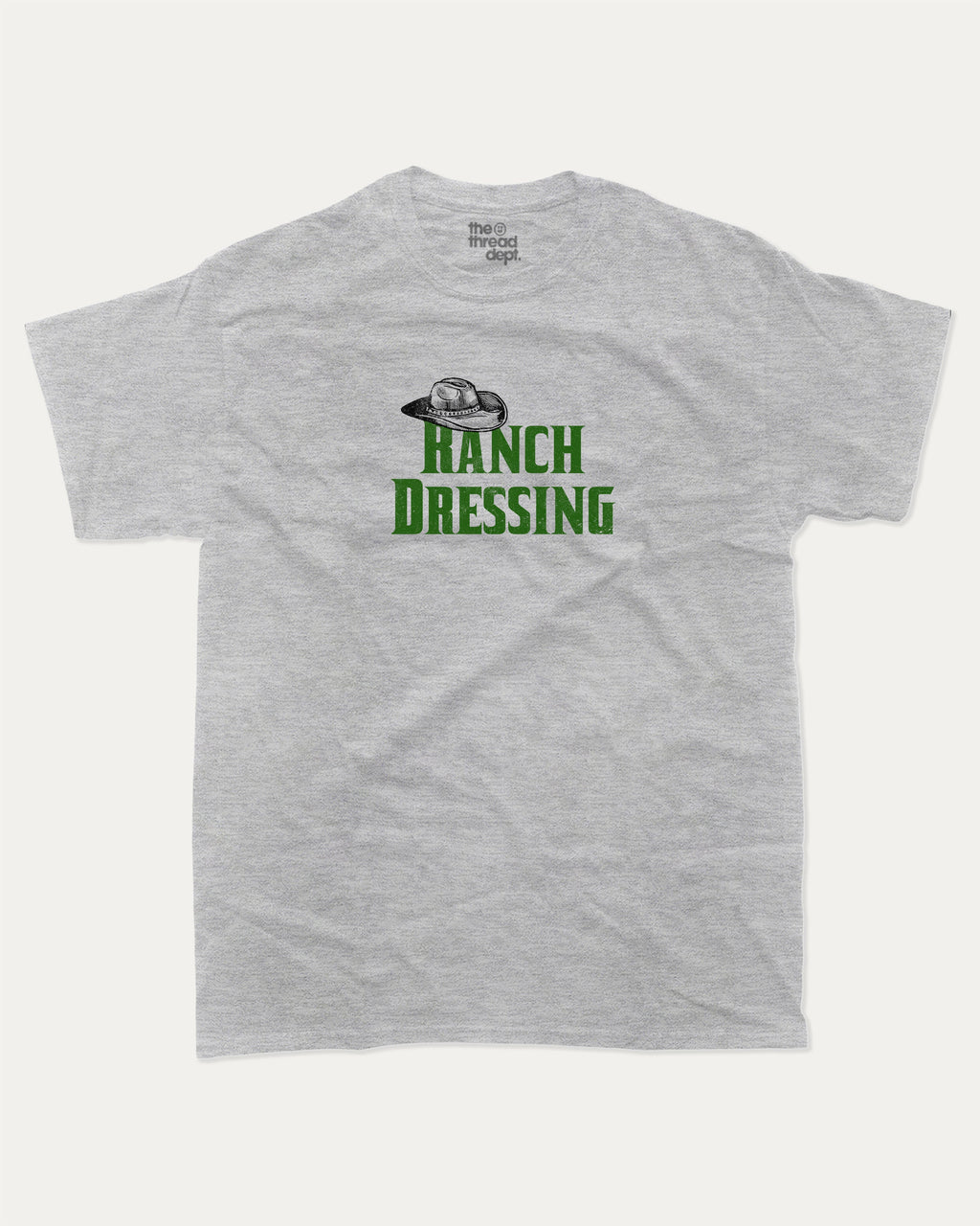 Ranch Dressing graphic tee with bold and humorous print, Funny Food Graphic T shirt, Food Graphic Tee, funny and trendy graphic. Perfect for adults and gift-giving. Heather Grey shirt.