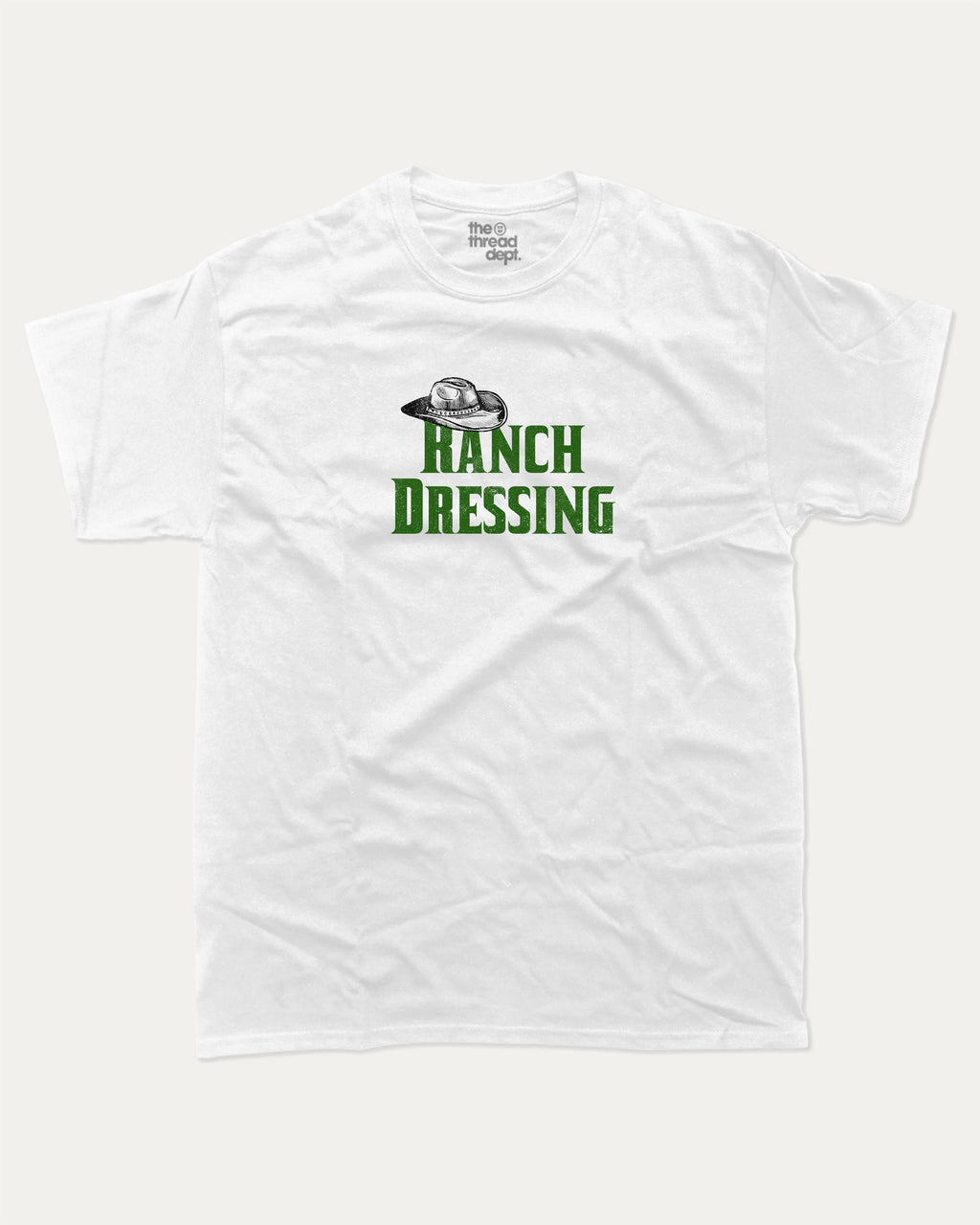 Ranch Dressing graphic tee with bold and humorous print, Funny Food Graphic T shirt, Food Graphic Tee, funny and trendy graphic. Perfect for adults and gift-giving. White shirt.