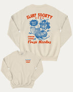 Slurp Society graphic sweatshirt with bold and humorous print, Perfect Gift for Ramen Lover, Ramen Graphic T shirt, Vintage Ramen Tee, warm and cozy graphic for everyday wear. Perfect for adults and gift-giving. Natural pullover.