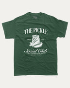The Pickle Social Club graphic t-shirt, Funny pickle graphic t-shirt with playful design  perfect gift idea and casual outfit. Forest.