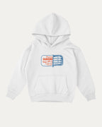 Tinned Sardines kids graphic hoodie with cozy fit and fun design, perfect for school, play, and gifting. White kids sweater.