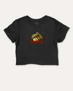 Traditional Pickles graphic crop tee with funny and trendy slogan print, perfect for women_ casual looks or layering. Black crop t-shirt.