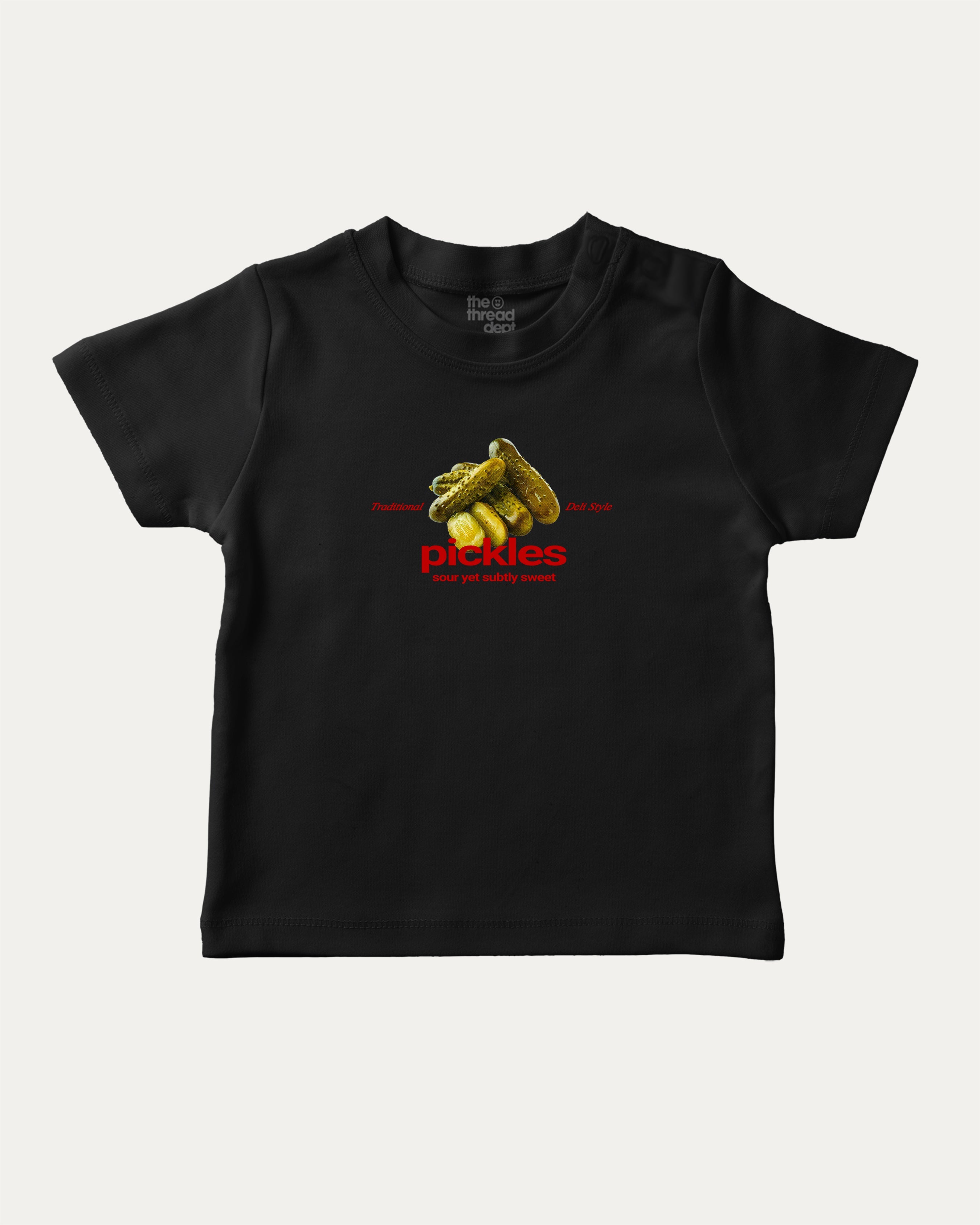 Traditional Pickles graphic tee with bold and humorous print, funny and trendy graphic. Perfect for adults and gift-giving. Black shirt.