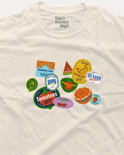 Vintage Fruit Labels graphic t-shirt