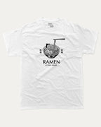 Vintage Japanese Ramen graphic t-shirt with vintage miso ramen print, funny and trendy graphic. Perfect funny gifts for ramen lover. White shirt.