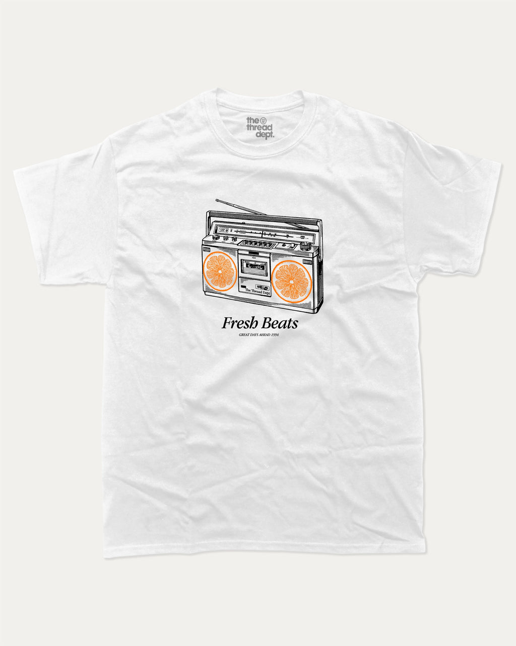 Fresh Beats Radio Funny Graphic Tee Unisex Cotton Crew Neck T-Shirt White Perfect For Gifts