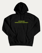 Bod Bless Your  graphic hoodie with retro and trendy artwork, casual streetwear with bold personality. Great for adults and gifting. Black hoodie.