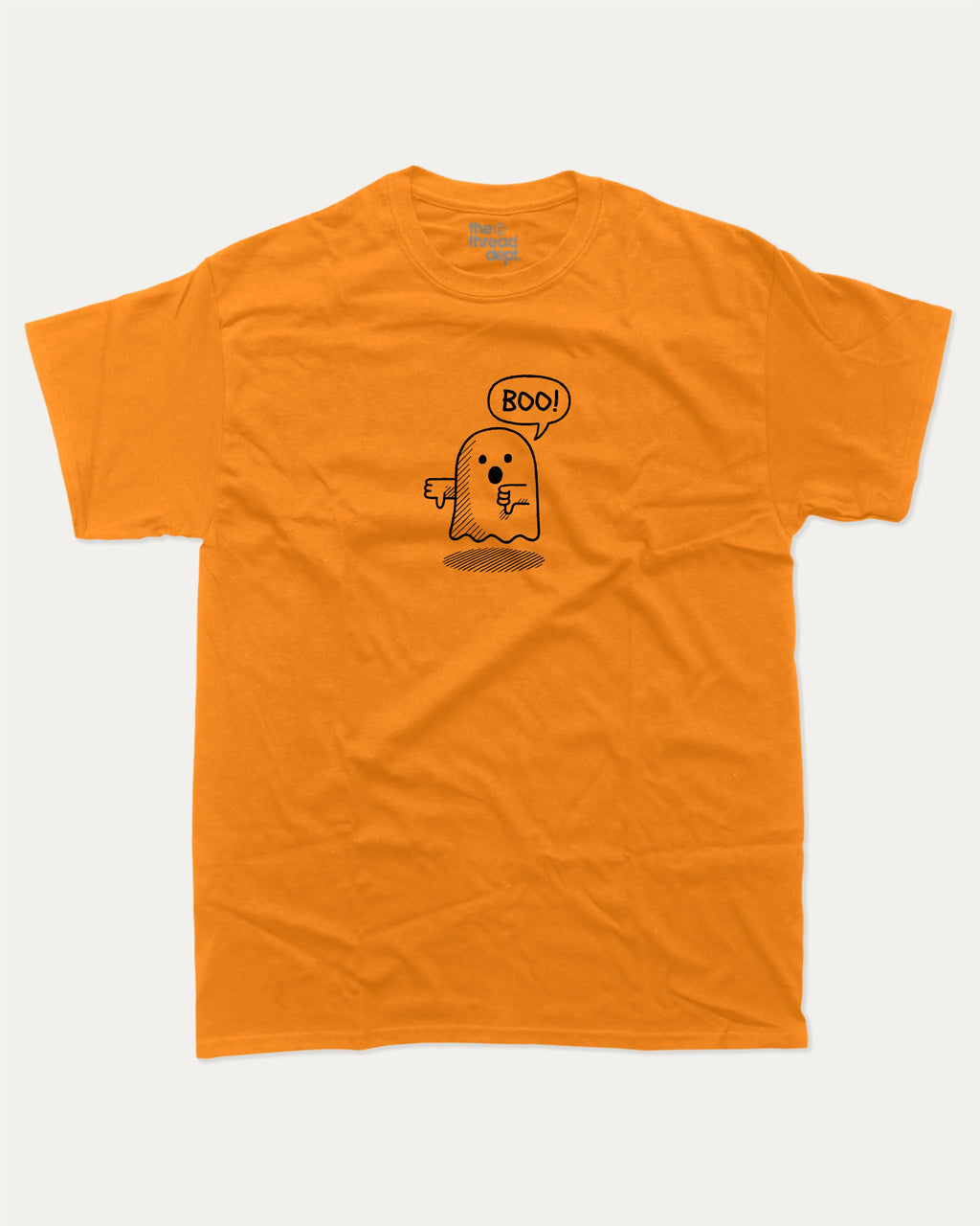 Boo Ghost graphic t-shirt, Funny teenager gifts. A must-have funny halloween tee, unique halloween shirt, unique gift idea. Orange.