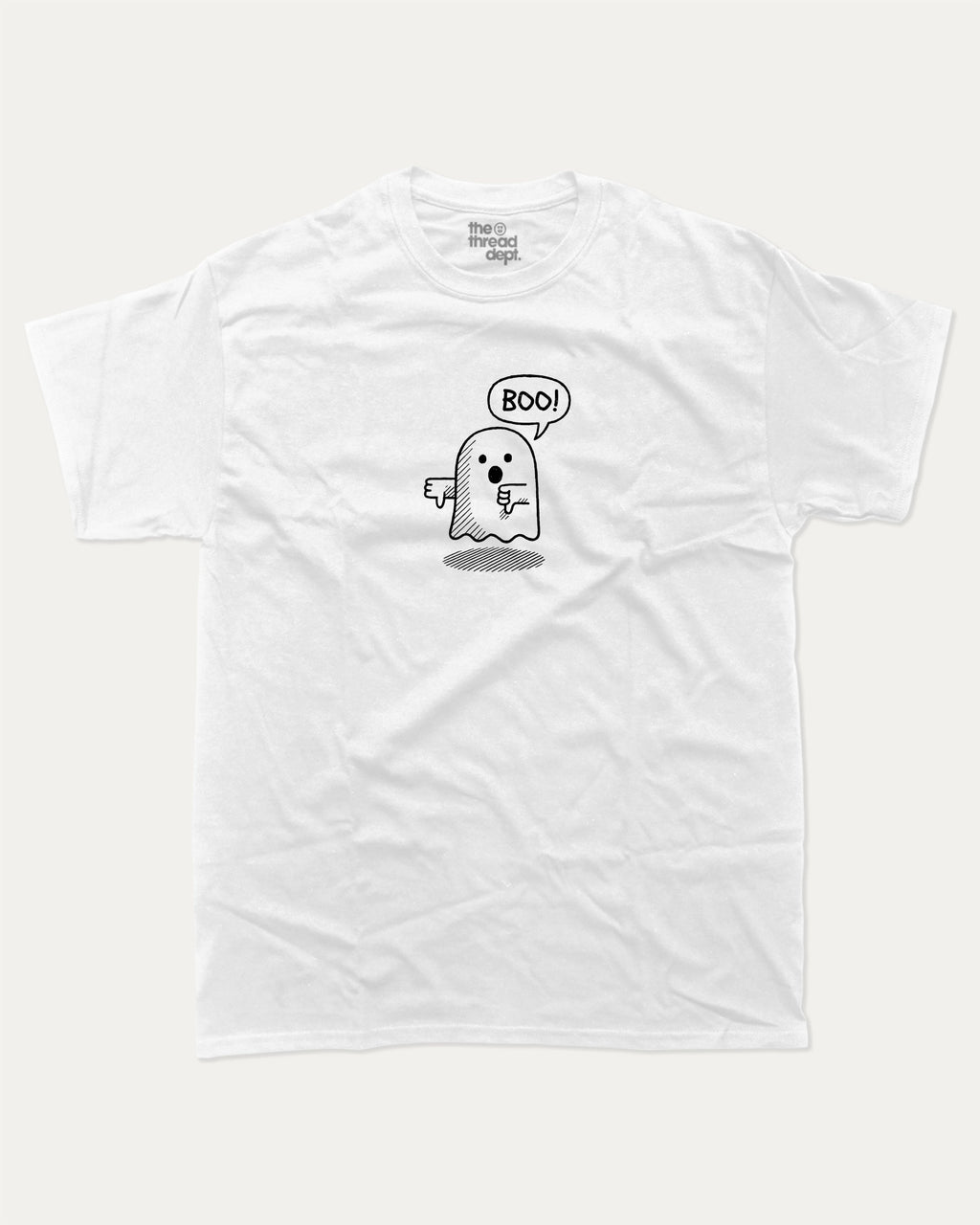 Boo Ghost graphic t-shirt, Funny teenager gifts. A must-have funny halloween tee, unique halloween shirt, unique gift idea. White.