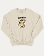 Boo Haw graphic sweatshirt with bold and humorous print, Halloween Graphic T shirt, Spooky T shirt, Perfect Gift for Halloween Day, warm and cozy graphic for everyday wear. Perfect for adults and gift-giving. Natural pullover.