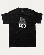 Boo Zombie graphic t-shirt with vintage zombie print, funny and trendy graphic. Perfect funny Halloween gifts for friends and family. Black shirt.