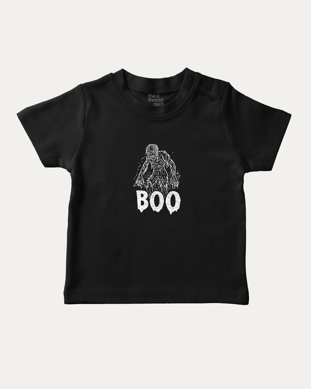 Boo Zombie graphic t-shirt with bold and humorous print, funny and trendy graphic. Perfect funny Halloween gifts for friends and family. Black shirt.