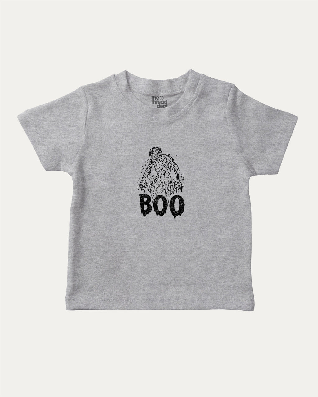 Boo Zombie graphic t-shirt with bold and humorous print, funny and trendy graphic. Perfect funny Halloween gifts for friends and family. Heather Grey shirt.