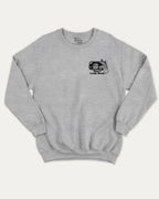 Don't Look Back graphic sweatshirt with bold and humorous print, warm and cozy graphic for everyday wear. Perfect for adults and gift-giving. Heather Grey pullover.