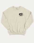 Don't Look Back graphic sweatshirt with bold and humorous print, warm and cozy graphic for everyday wear. Perfect for adults and gift-giving. Natural pullover.
