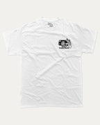 Don't Look Back graphic tee with bold and humorous print, funny and trendy graphic. Perfect gift for Halloween day, Halloween Graphic T shirt, Celebrating Halloween Tee,  Perfect for adults and gift-giving. White shirt.