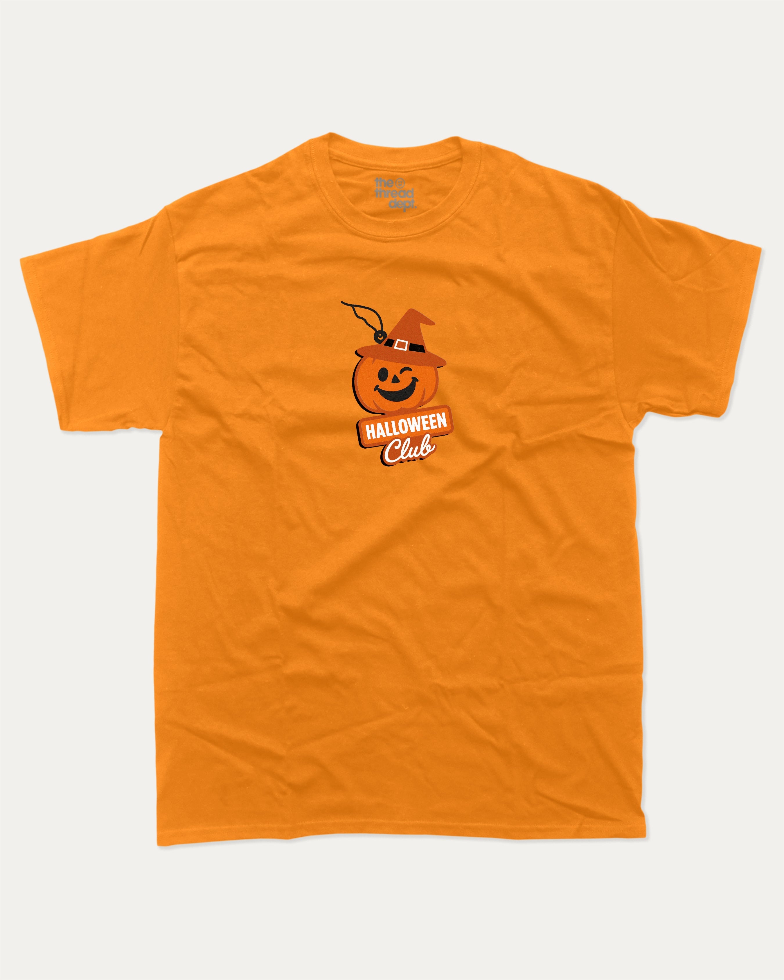Halloween Club Freshener graphic t-shirt with bold and humorous print, funny and trendy graphic. Perfect funny Halloween gifts for friends and family. Orange shirt.