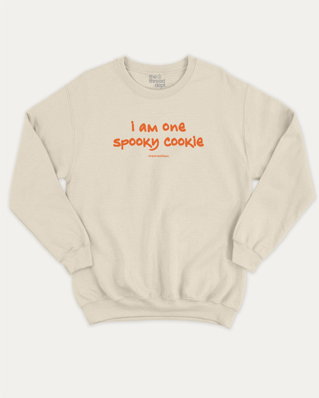I am one spooky cookie graphic sweatshirt with bold and humorous print, Halloween Graphic T shirt, Spooky T shirt, Perfect Gift for Halloween Day, warm and cozy graphic for everyday wear. Perfect for adults and gift-giving. Natural pullover.