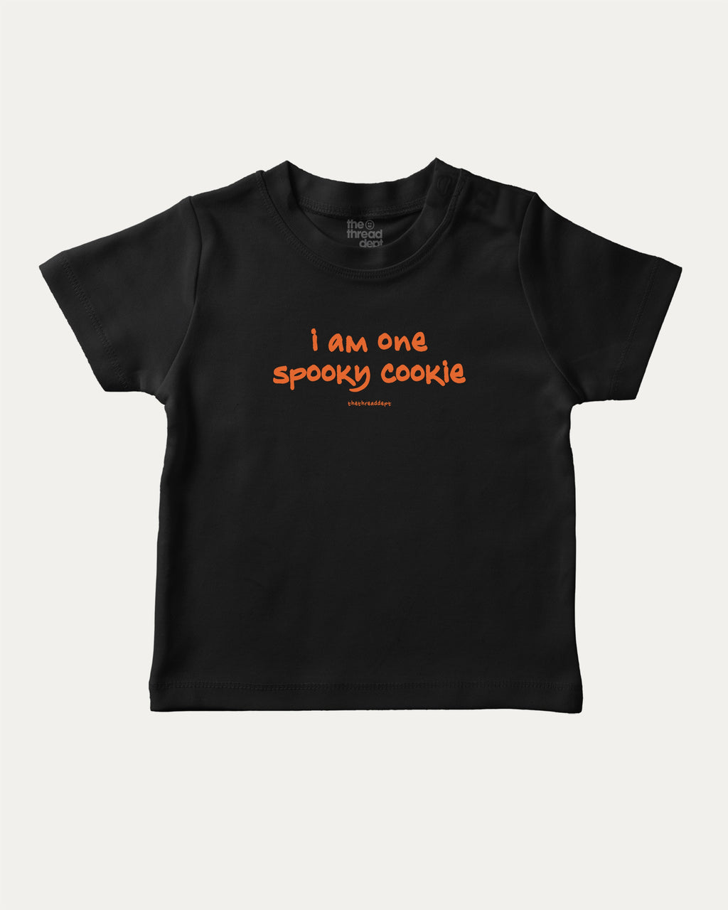 I am one spooky cookie graphic tee with bold and humorous print, Halloween Graphic T shirt, Spooky T shirt, Perfect Gift for Halloween Day, funny and trendy graphic. Perfect for adults and gift-giving. Black shirt.