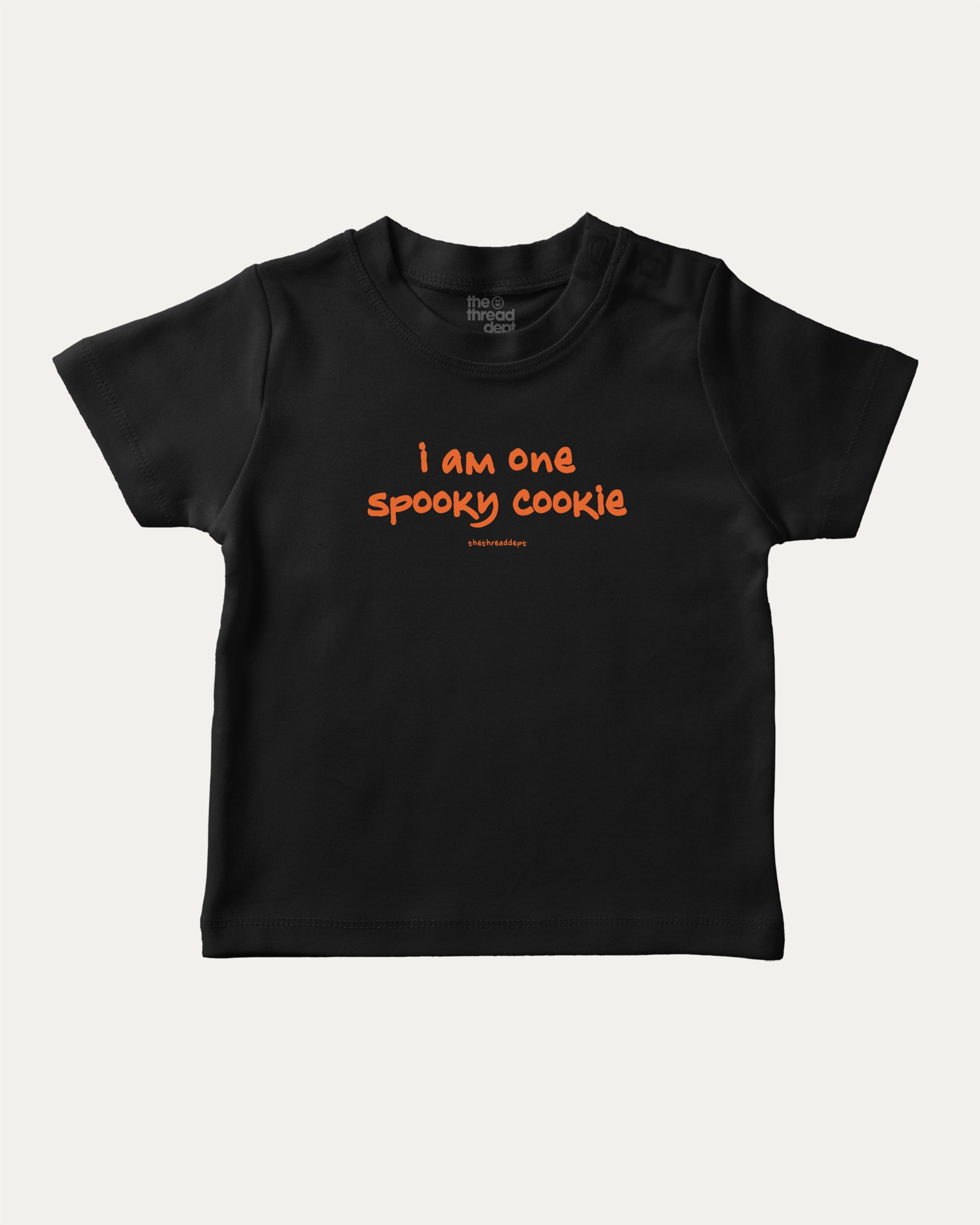 I am one spooky cookie graphic tee with bold and humorous print, Halloween Graphic T shirt, Spooky T shirt, Perfect Gift for Halloween Day, funny and trendy graphic. Perfect for adults and gift-giving. Black shirt.