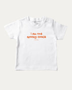 I am one spooky cookie graphic tee with bold and humorous print, Halloween Graphic T shirt, Spooky T shirt, Perfect Gift for Halloween Day, funny and trendy graphic. Perfect for adults and gift-giving. White shirt.