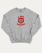 I eat children graphic sweatshirt with bold and humorous print, Perfect Gift for Halloween Day, Halloween Day Graphic T shirt, warm and cozy graphic for everyday wear. Perfect for adults and gift-giving. Heather Grey pullover.