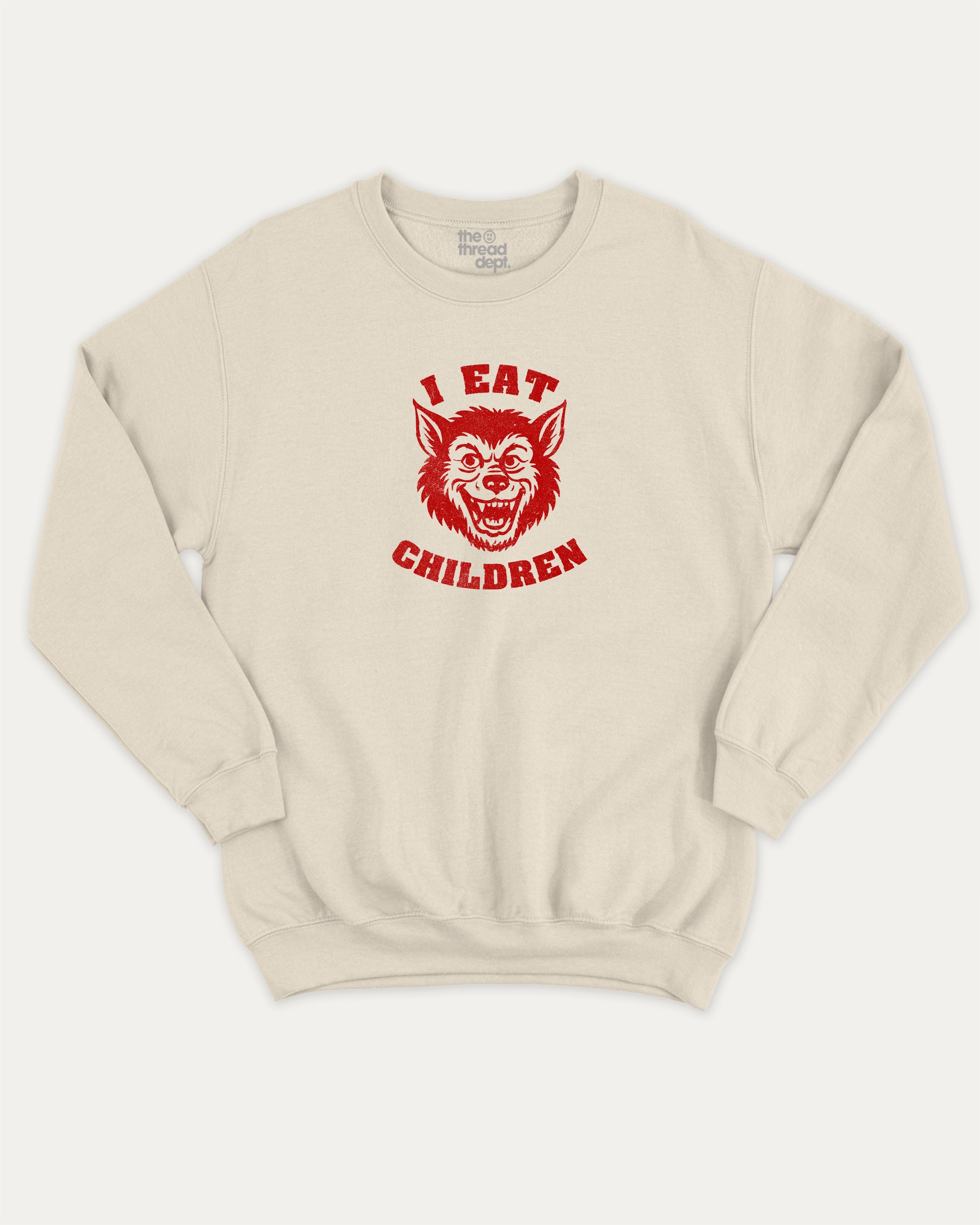 I eat children graphic sweatshirt with bold and humorous print, Perfect Gift for Halloween Day, Halloween Day Graphic T shirt, warm and cozy graphic for everyday wear. Perfect for adults and gift-giving. Natural pullover.