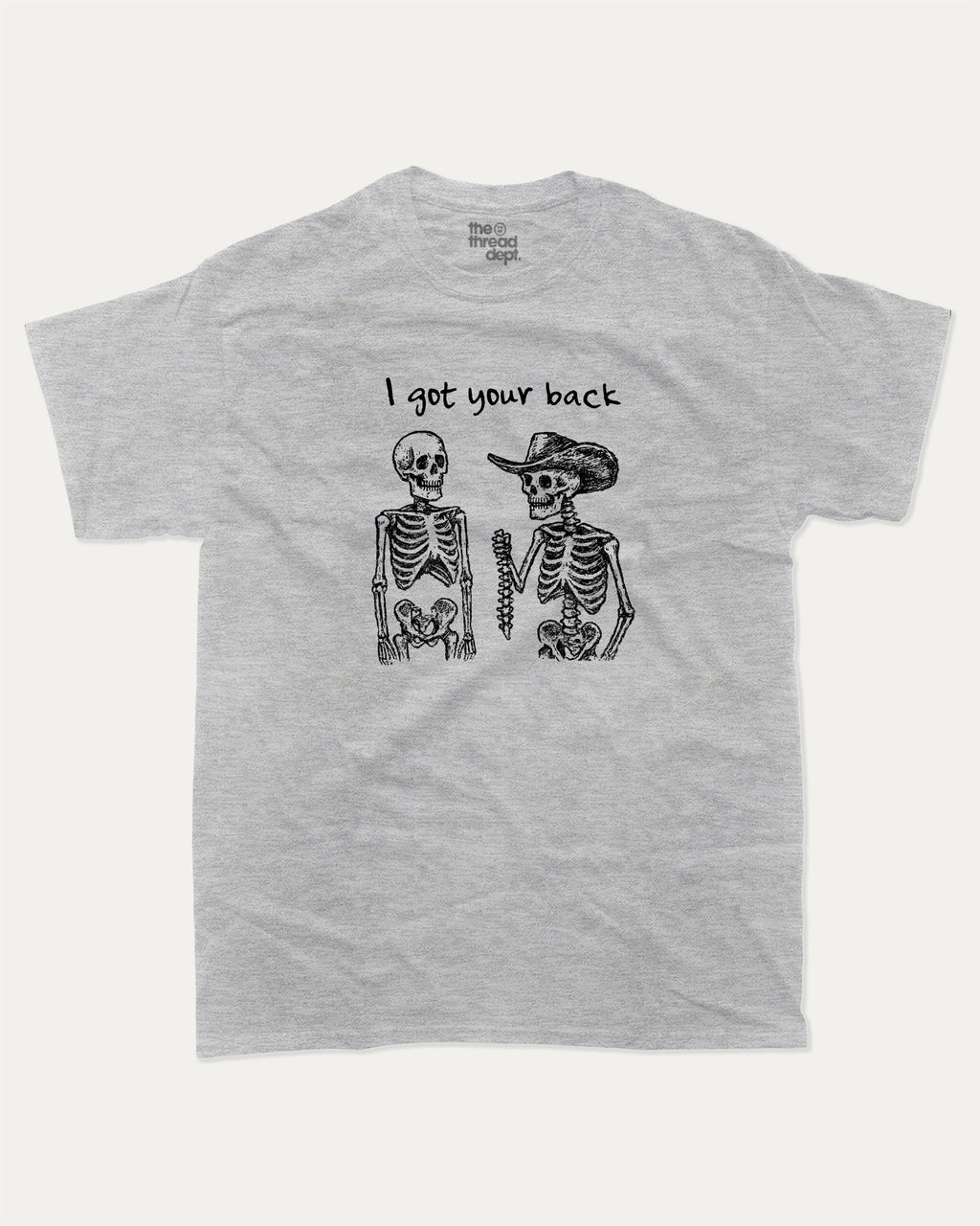 I got your back graphic tee with bold and humorous print, Perfect Gift for Halloween Day, Halloween Graphic T shirt, funny and trendy graphic. Perfect for adults and gift-giving. Heather Grey shirt.
