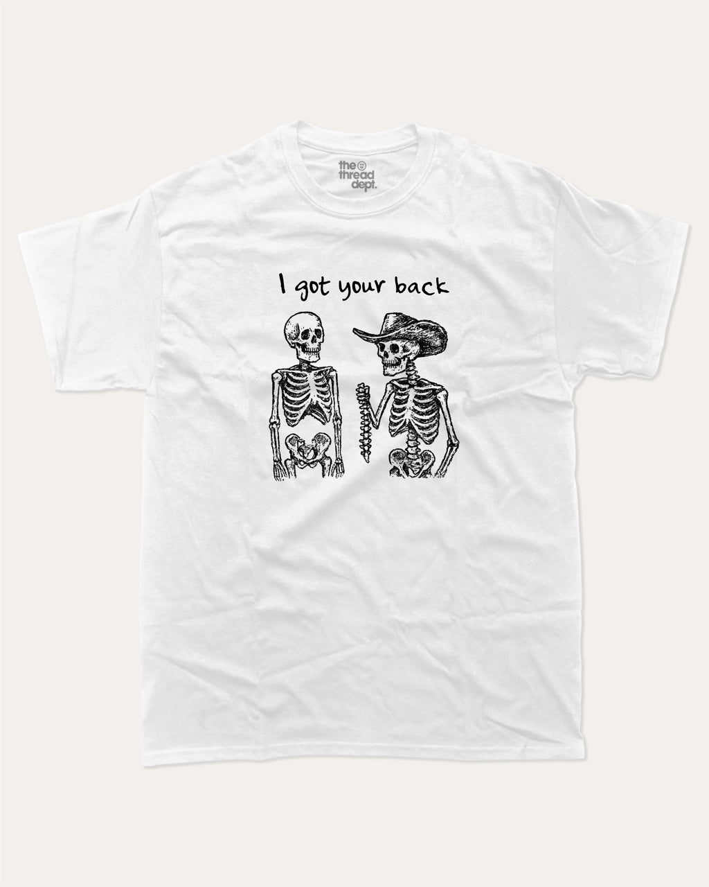 I got your back graphic tee with bold and humorous print, Perfect Gift for Halloween Day, Halloween Graphic T shirt, funny and trendy graphic. Perfect for adults and gift-giving. White shirt.