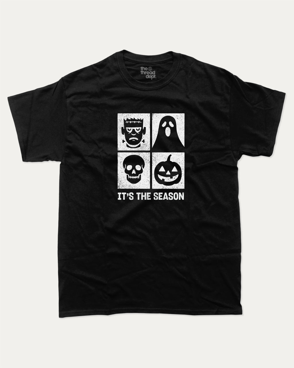 It's the season graphic tee with bold and humorous print, Halloween Graphic T shirt, Perfect Gift for Halloween day, funny and trendy graphic. Perfect for adults and gift-giving. Black shirt.