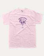 Poison Apple Martini graphic tee with bold and humorous print, funny and trendy graphic. Halloween Gift Graphic T shirt, Spooky Halloween Graphic T shirt,  Perfect for adults and gift-giving. Pink shirt.