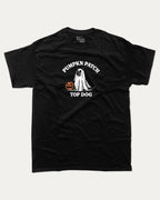 Pumpkin Patch Top Dog graphic tee with funny halloween graphic, funny and trendy graphic. Perfect for Halloween and gift-giving. Black shirt.
