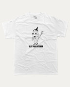 Slut for October graphic tee with bold and humorous print, Perfect Gift for Halloween Day, Halloween Graphic T shirt, Funny Halloween Graphic T shirt, funny and trendy graphic. Perfect for adults and gift-giving. White shirt.