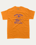Spooky Goose graphic tee with bold and humorous print, funny and trendy graphic. Perfect Gift for Halloween, Halloween Graphic T shirt, Halloween animal Graphic t shirt, animal lovers t shirt,  Perfect for adults and gift-giving. Orange shirt.