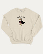 Tis The Season graphic sweatshirt with retro vintage sardines print, warm and cozy graphic for everyday wear. Perfect for adults and gift-giving. Natural pullover.